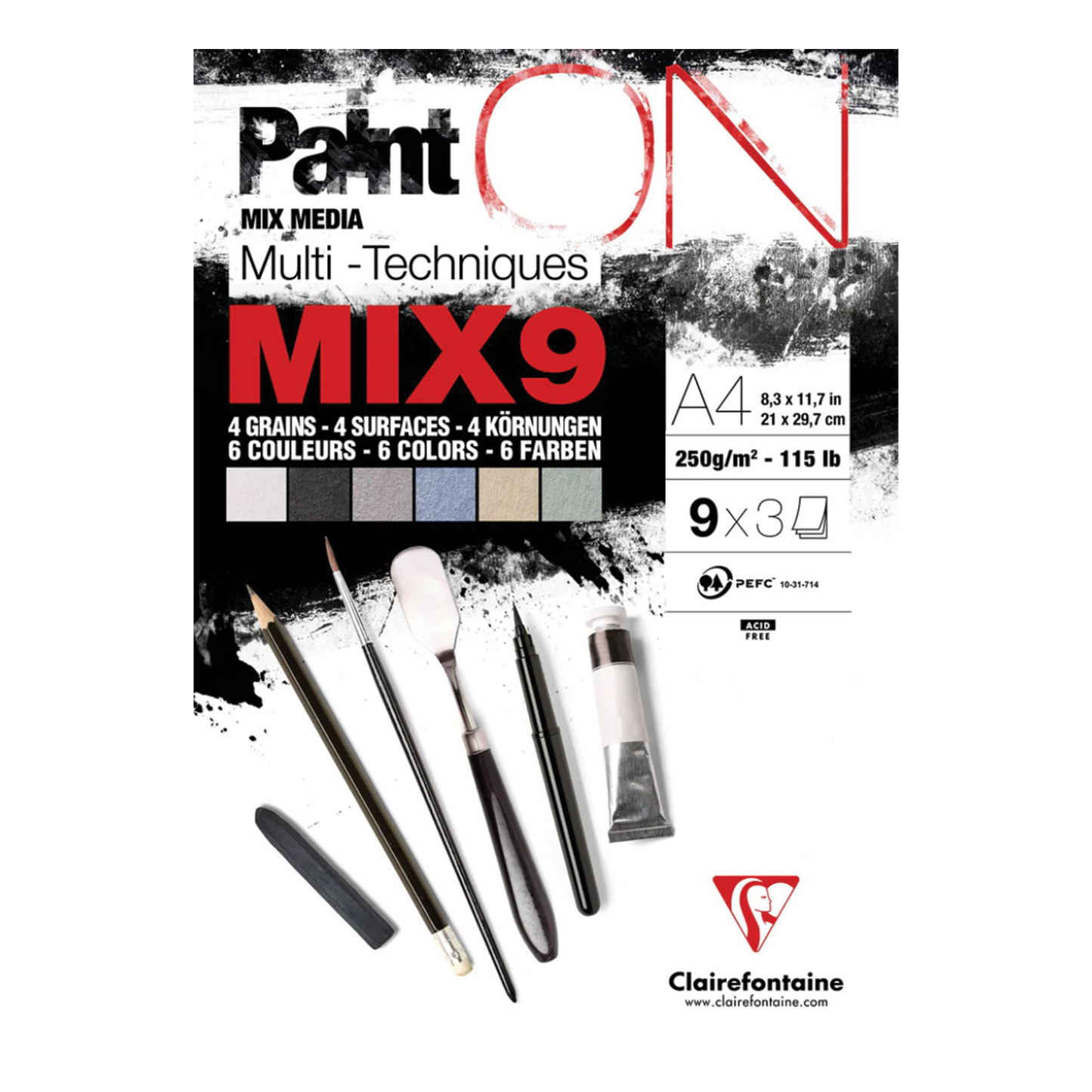 CLAIREFONTAINE PAIN ON Multi Techniques MIX9 27 Sheets 250G A4