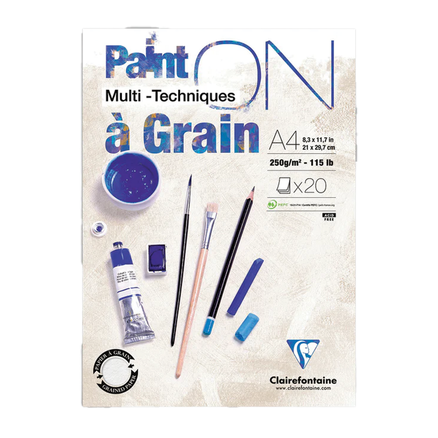 CLAIREFONTAINE PAIN ON Multi Techniques Grain PAD 20SH 250G A4