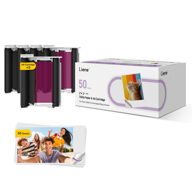 Pearl N200 Pro 2x3" Dye-Sublimation Photo Paper 50 Sheets