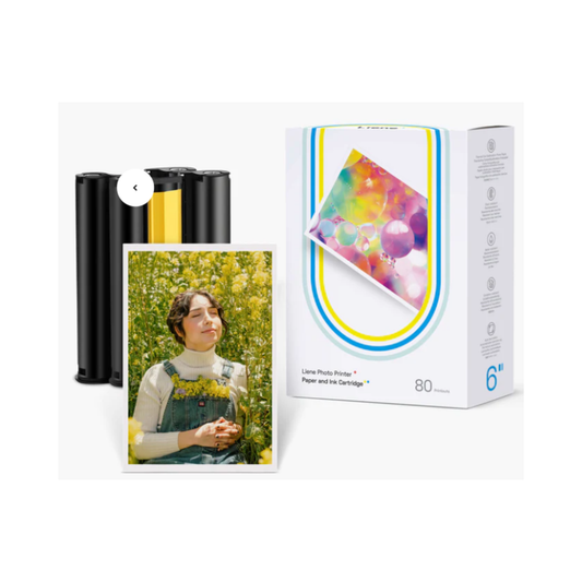 AMBER 4X6” PHOTO PRINTER PAPER 80 SHEETS AND 2 INK CARTRIDGES REFILL