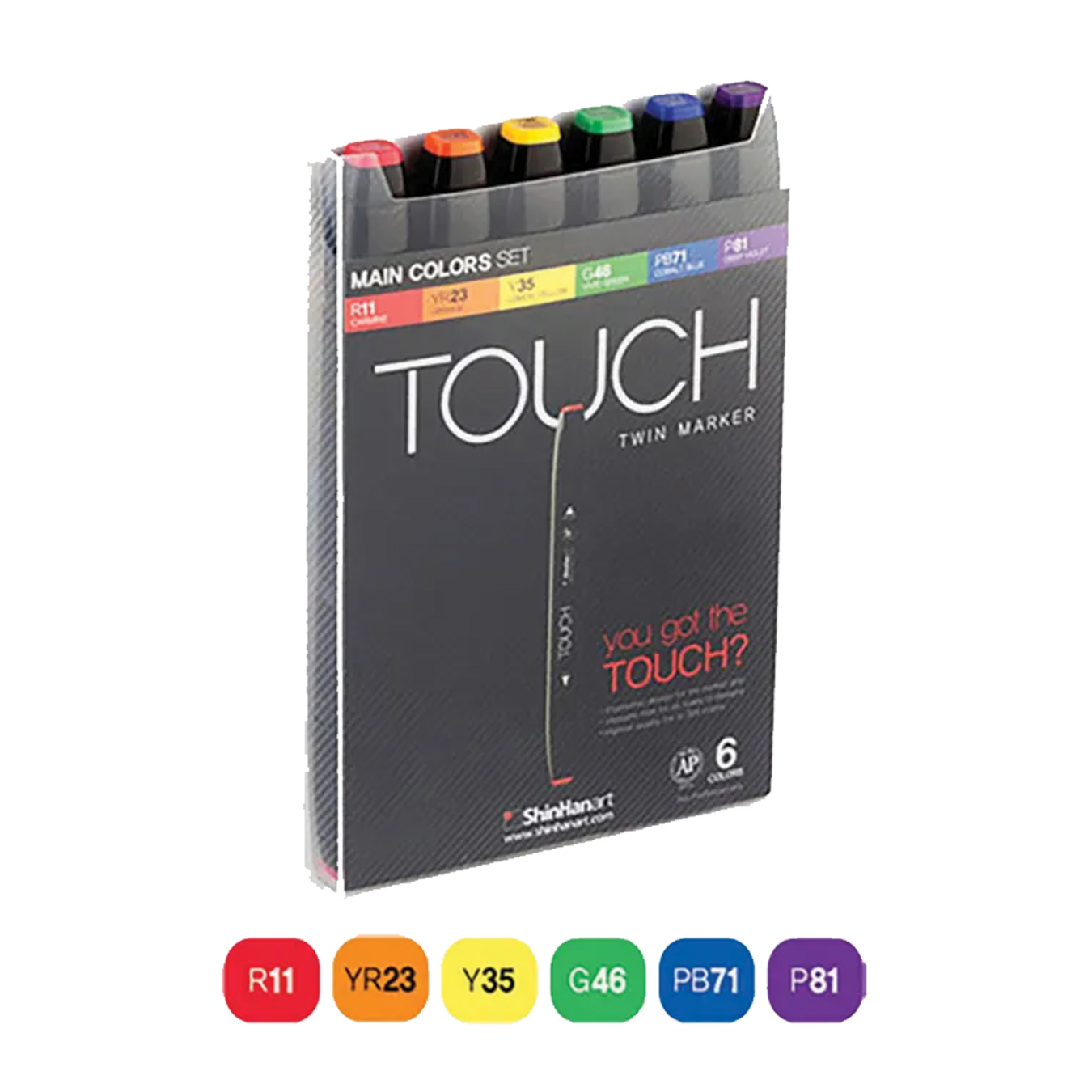SINHAN Touch Twin Marker: 6 Main Color Set